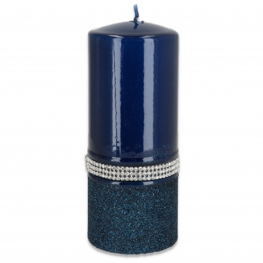 Cilindriska svece zila Laura, 17,5x7 cm