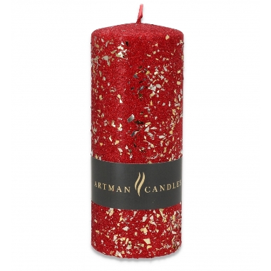 Cilindra svece sarkana Glamour Artman, 17,5x7 cm