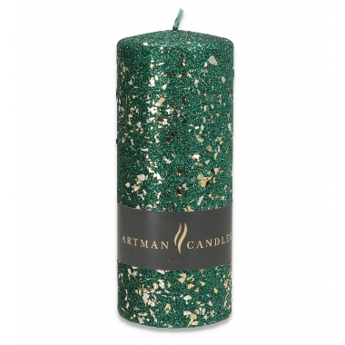 Cilindra svece zaļa Glamour Artman, 17,5x7 cm