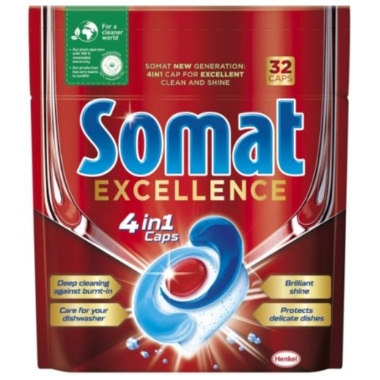Trauku mazgāšanas kapsulas Excellence 4in1 Somat, 32 gab.