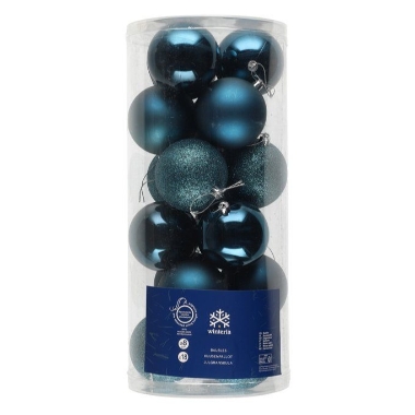 Bumbiņas eglītei tumši zilas Mix 8 cm Winteria, 18 gab.