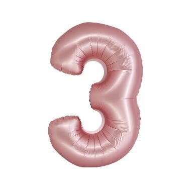 Folija balons matēts rozā "3", Godan