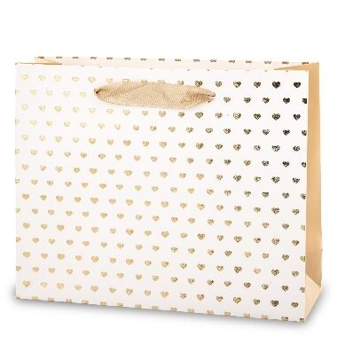 Dāvanu maisiņš rotāts ar mazām sirsniņām 20x25x8 cm, Art-Pol