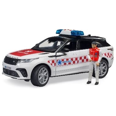 Rotaļu neatliekamās palīdzības automašīna ar policistu Range Rover Velar, Bruder
