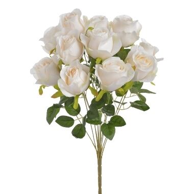 Mākslīgo rožu pušķis balts, 50 cm