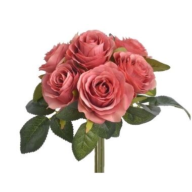 Mākslīgo rožu pušķis rozā, 28 cm