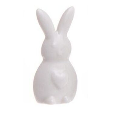 Dekoratīvs mini keramikas zaķis balts, 7 cm