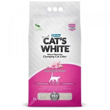 Smiltis kaķiem ar bērnu pūderi Cat's White, 5 L