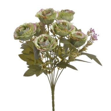 Mākslīgo rožu pušķis zaļš, 30 cm