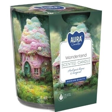 Aromātiskā svece apdrukātā stikla traukā Wonderland, Aura