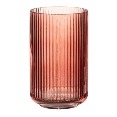 Stikla vāze rievota rozā 4Living, 18 cm