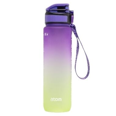 Ūdens pudele lillā/zaļa Atom, 1 L