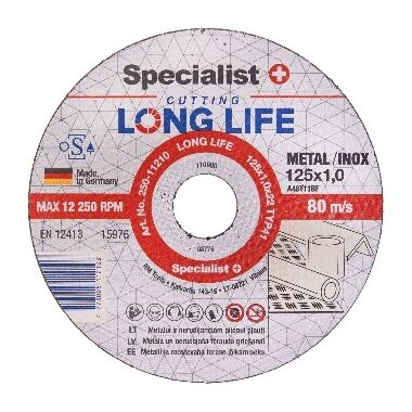 Metāla griešanas disks Long Life 125x1x22 mm, Specialist+