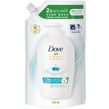 Antibakteriālas šķidrās ziepes rezerve Care&protect Dove, 500 ml