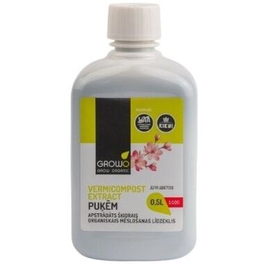 Vermikomposta ekstrakts puķēm Growo, 500 ml