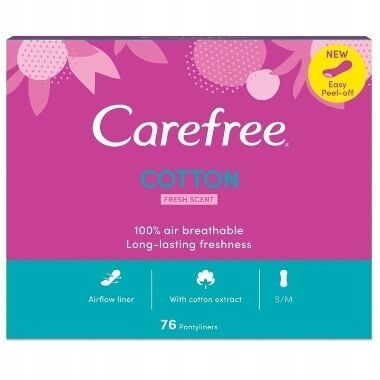 Ikdienas ieliktnīši Carefree Cotton Fresh Scent, 76 gab.