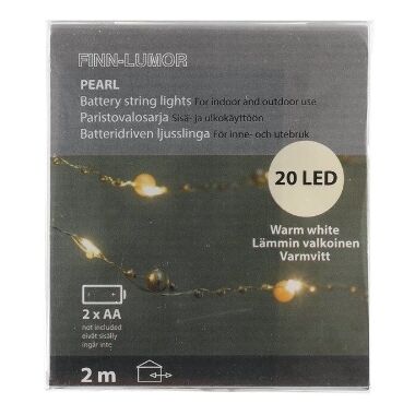Lokana sudraba pērlīšu lampiņu virtene Finnlumor, 20 LED