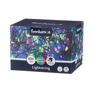 Spuldzīšu virtene krāsaina, 600 LED, Finnlumor