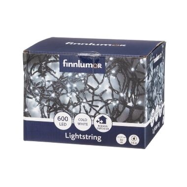 Spuldzīšu virtene auksti balta, mini 600 LED, Finnlumor