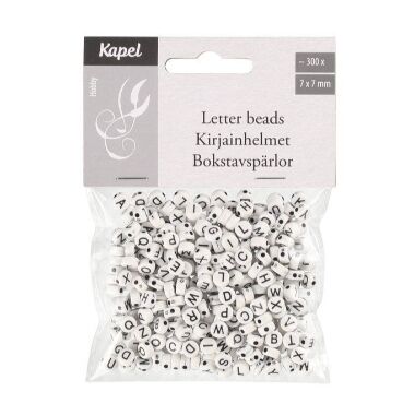 Plastmasas pērlītes ar burtiem 7 mm Kapel, 300 gab.