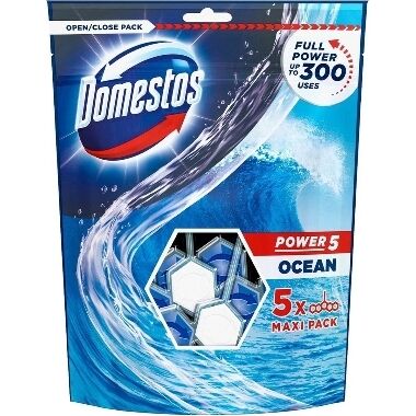 Tualetes bloks Power5 Ocean Domestos, 5x55 g