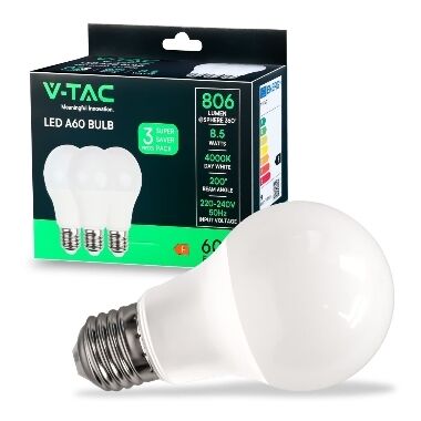 LED spuldžu komplekts VT-1900 E27/8,5W/806lm, V-TAC