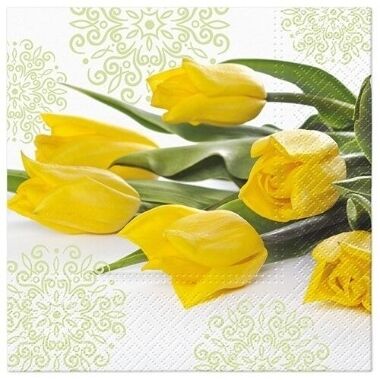 Papīra salvetes Yellow Tulips, 20 gab.