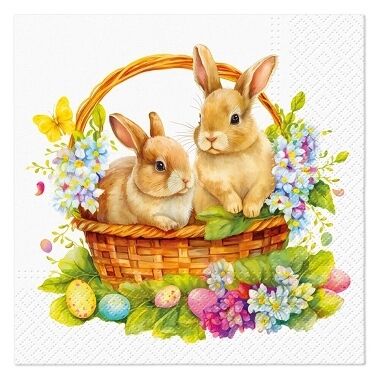 Papīra salvetes Bunnies in Basket, 20 gab.