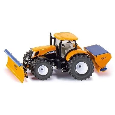 Rotaļu traktors New Holland ar sniega šķūri un sāls kaisītāju, Siku