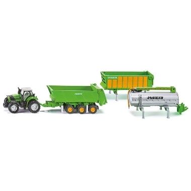 Rotaļu traktors Deutz-Fahr ar Joskin piekabes komplektu, Siku