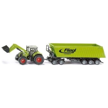Rotaļu traktors ar frontālo iekrāvēju un piekabi Claas Axion 850, Siku