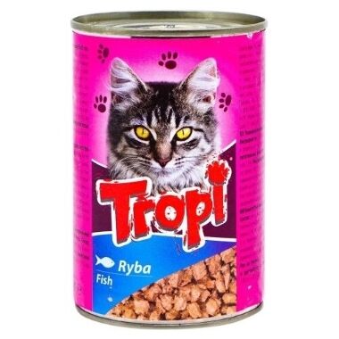 Slapjā barība kaķiem ar zivs garšu mērcē Tropi, 415 g
