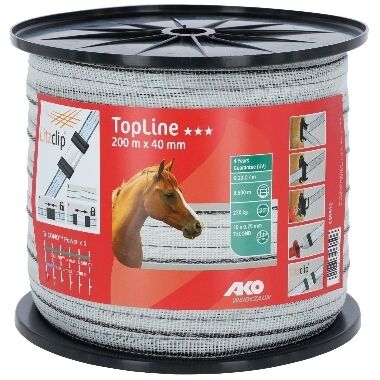 Elektriskā gana lenta TopLine 40mm/200m balta-melna, AKO