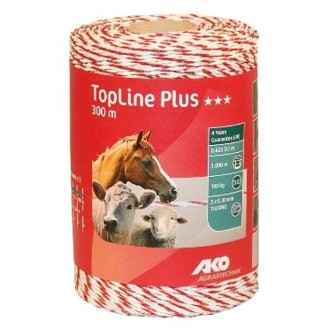 Elektriskā gana aukla TopLine Plus balta, sarkana 0,3mm/300m, AKO