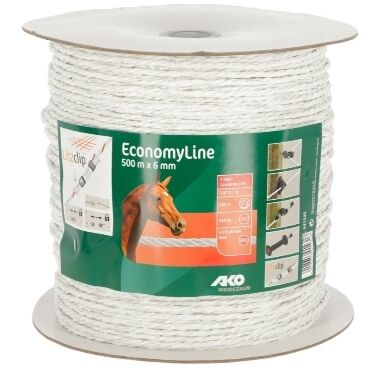Elektriskā gana aukla EconomyLine balta 6mm/500m, AKO