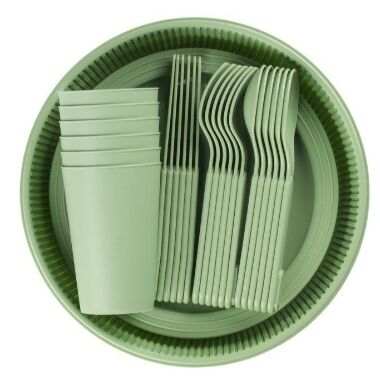 Plastmasas piknika piederumu komplekts zaļš, 32 gab.