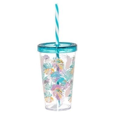 Plastmasas glāze ar vāciņu un salmiņu, 660 ml