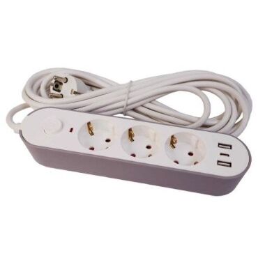 Pagarinātājs, 3 ligzdas + 2USB, 1Type-C, 3 m