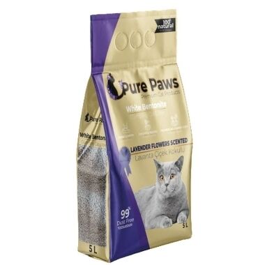 Cementējoši pakaiši kaķiem ar lavandas aromātu White Pure Paws, 5 L