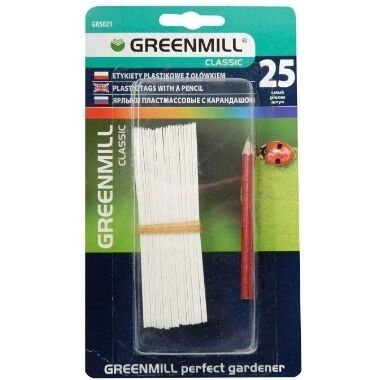 Plastmasas uzrakstu plāksnītes ar zīmuli GR5021 Greenmill, 25 gab.