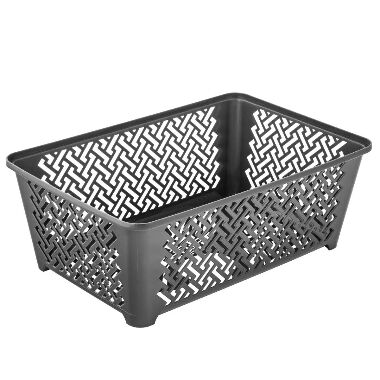 Plastmasas uzglabāšanas grozs pelēks Bentom, 29,5x20x11 cm