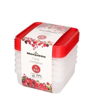 Plastmasas pārtikas uzglabāšanas trauciņi 0,5 L Marjukka, 5 gab.
