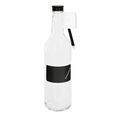 Taisna kakla stikla pudele ar uzraksta vietu, 500 ml