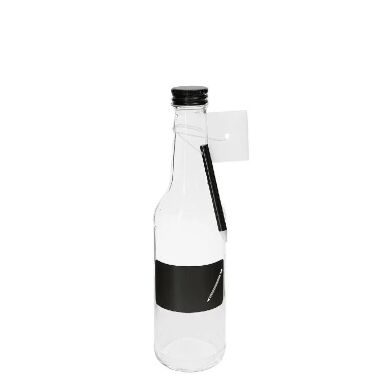 Taisna kakla stikla pudele ar uzraksta vietu, 350 ml