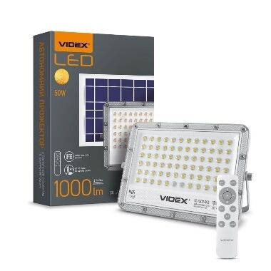 Prožektors ar saules bateriju 50W, 1000lm IP65, Videx