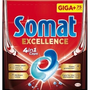 Trauku mazgāšanas kapsulas Excellence 4in1 Somat, 75 gab.