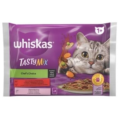 Slapjā barība kaķiem Tasty mix Chef's Choice ar Lasi un Burkāniem Mērcē Whiskas, 4x85 g