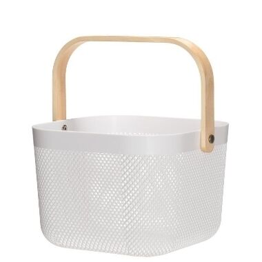 Balts plastmasas grozs ar rokturi, 26x18 cm