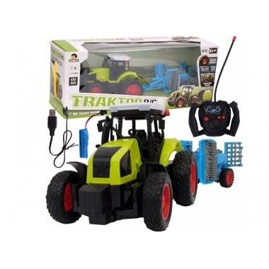 Radio vadāms rotaļu traktors ar sējmašīnu, 39 cm