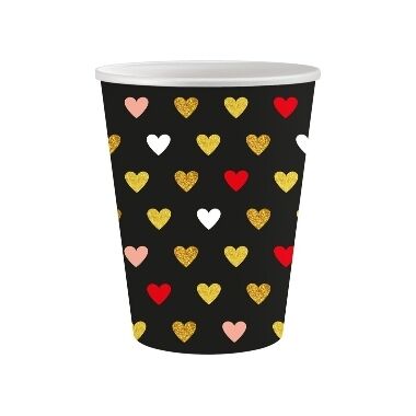 Papīra glāzes melnas XoXo 250 ml, Godan, 6 gab.